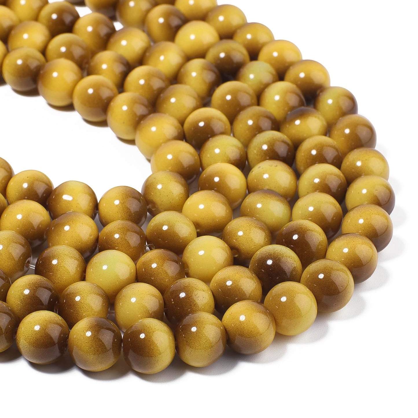 Song Xi 28PCS 12mm Khaki Tiger Eye Gemstone Beads for Jewelry Making, Round Smooth Glass Beads for DIY Bracelet Necklace Earring Keychain, Arts and Crafts, for Christmas Wedding Birthday