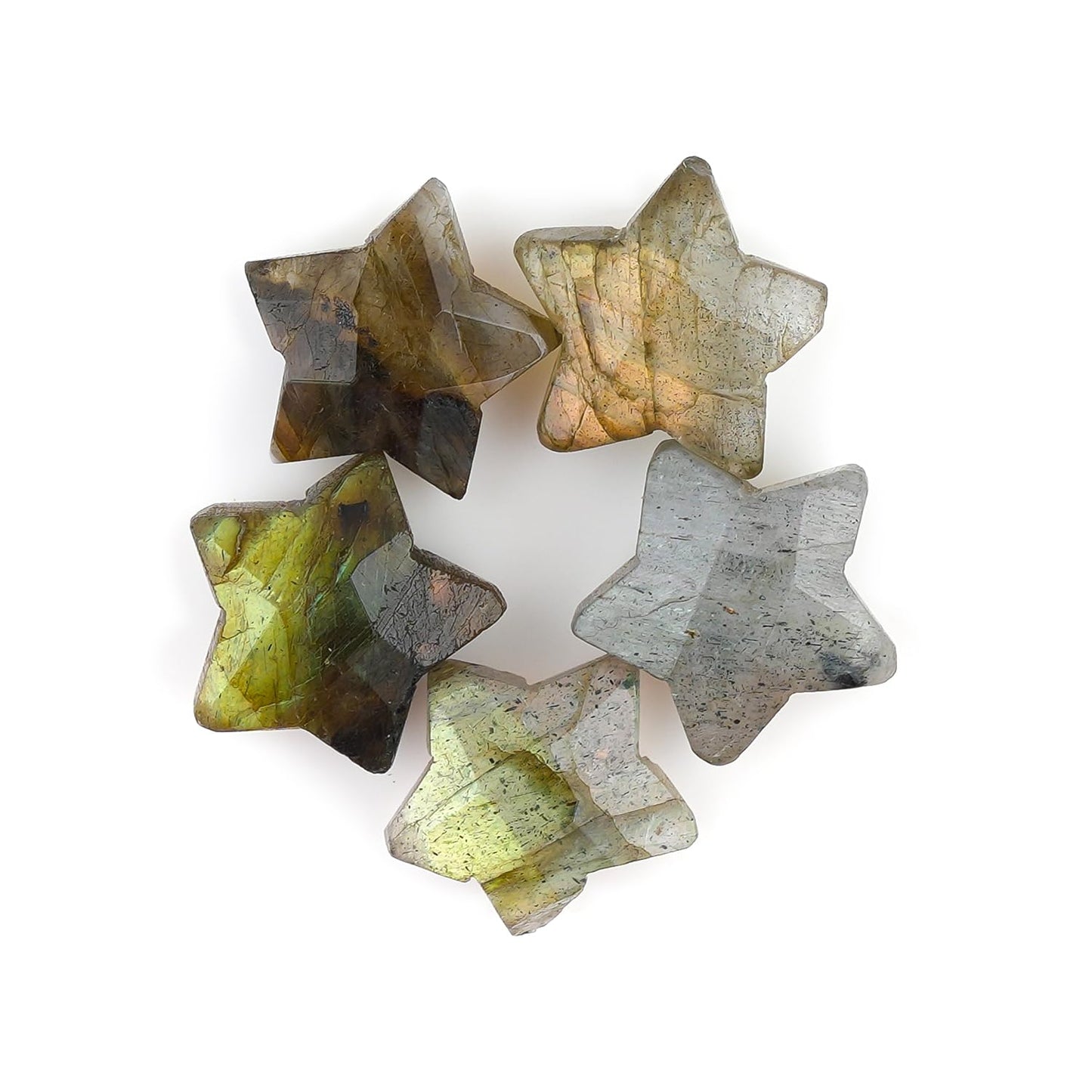 CRYSTALINES 5pcs, Wholesale Natural Labradorite Gemstones, Bulk Star Shape Stones, Assorted Loose Supply, DIY Craft-Jewelry Making, Chakra Healing Crystals, Gem Collection, 10-12mm