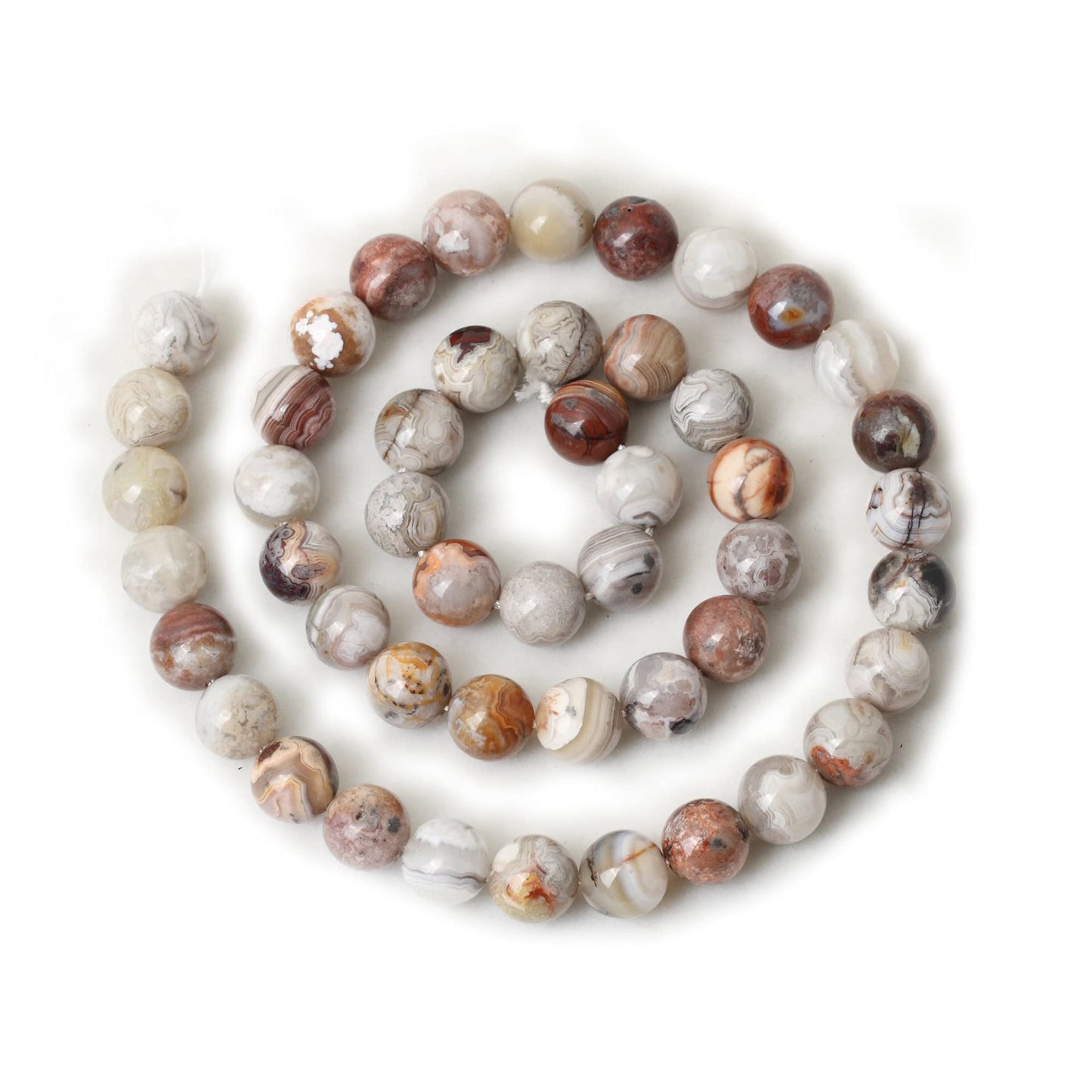 CHEAVIAN 45PCS 8mm Natural Laguna Lace Agate Round Loose Beads for Jewelry Making 1 Strand 15"