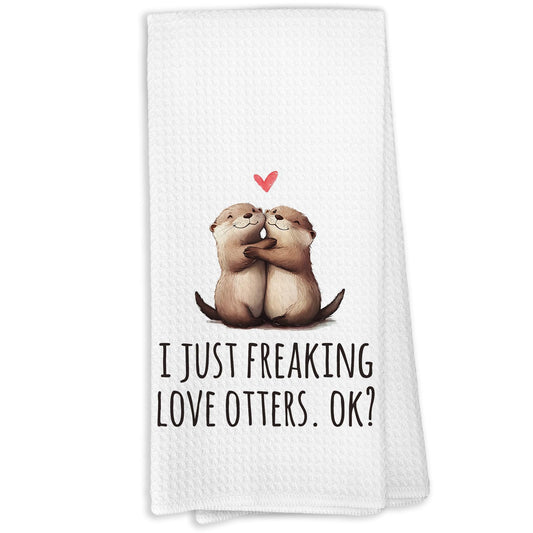 KTYHD Otter Bathroom Gifts Decor Hand Towels - I Just Freaking Love Otters Kitchen Towels, Otter Animal Bathroom Hand Towels, Otters Gifts for Women, Home & Kitchen