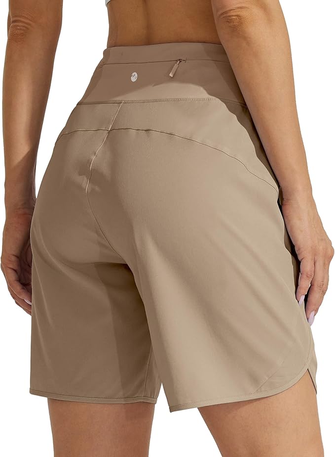 Willit Women's 7" Athletic Running Shorts Long Workout Hiking Shorts Quick Dry High Waisted Active Zipper Pocket(Small)