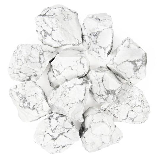 1.1lb Bulk Raw Howlite Rough Crystal- Natural Howlite Raw Stones Crystal for Tumbling, Cabbing, Fountain Rocks, Decoration, Polishing, Wire Wrapping, Wicca & Reiki Crystal Healing