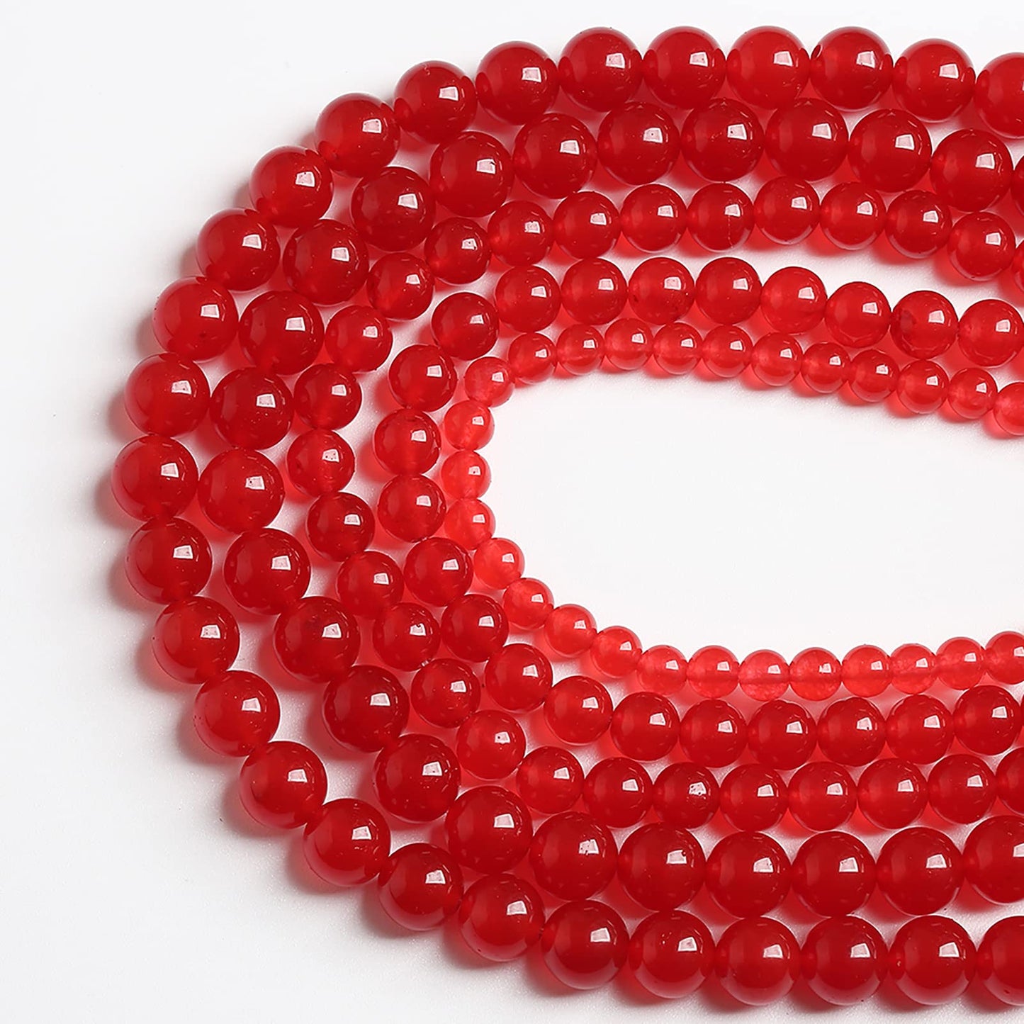 8MM 45PCS Natural Stone Red Chalcedony Jade Round Loose Beads for Jewelry Making DIY Bracelet Necklace