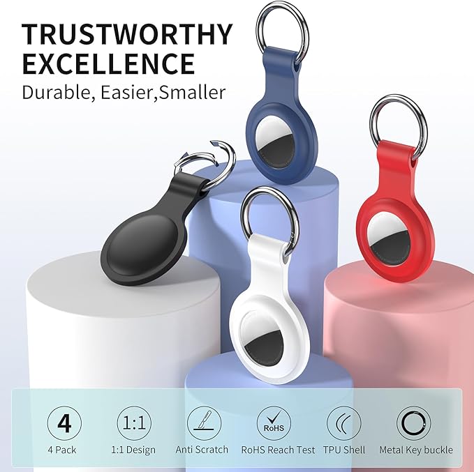 Compatible with AirTag Holder Case Keychain 2 Pack, for AirTag 1st & 2nd Generation Key Chain Ring Case Cover for Air Tag Holder GPS Tracker Item Air Tags Finders Air Tagholder for Kids,Bags,Luggages