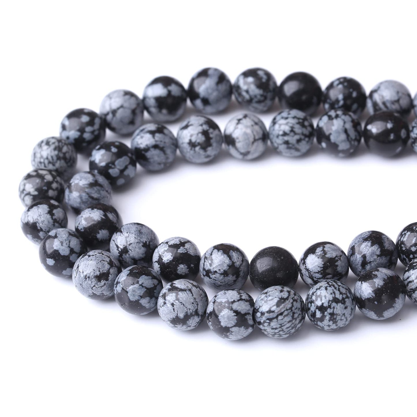 90PCS 4MM Snowflake Obsidian Stone Beads Natural Gemstone Bead Crystal Healing Energy Jewelry Making DIY 19 inches