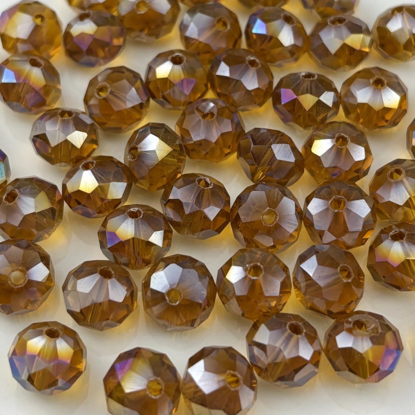 YHYPOCI 50pcs 10mm Crystal Glass Beads for Crafts Faceted Rondelle Glass Beads for Jewelry Making Crystal Spacer Beads for Necklaces Bracelets Earrings DIY Craft(Amber AB)