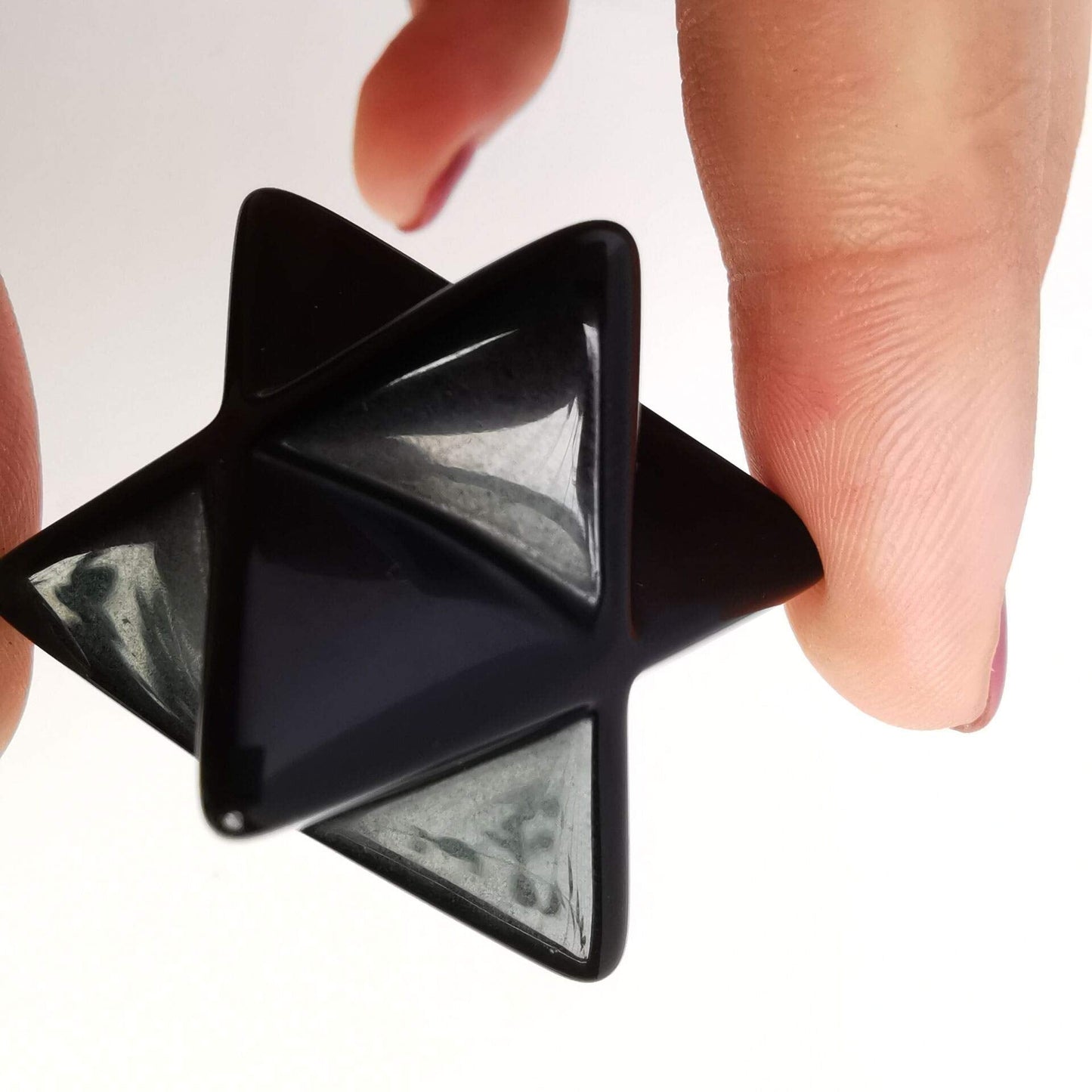 Loveliome Natural Black Obsidian Merkaba Crystal Protection Sacred Meditation Energy Generator Healing Chakra Six-Pointed Star 1 Inch