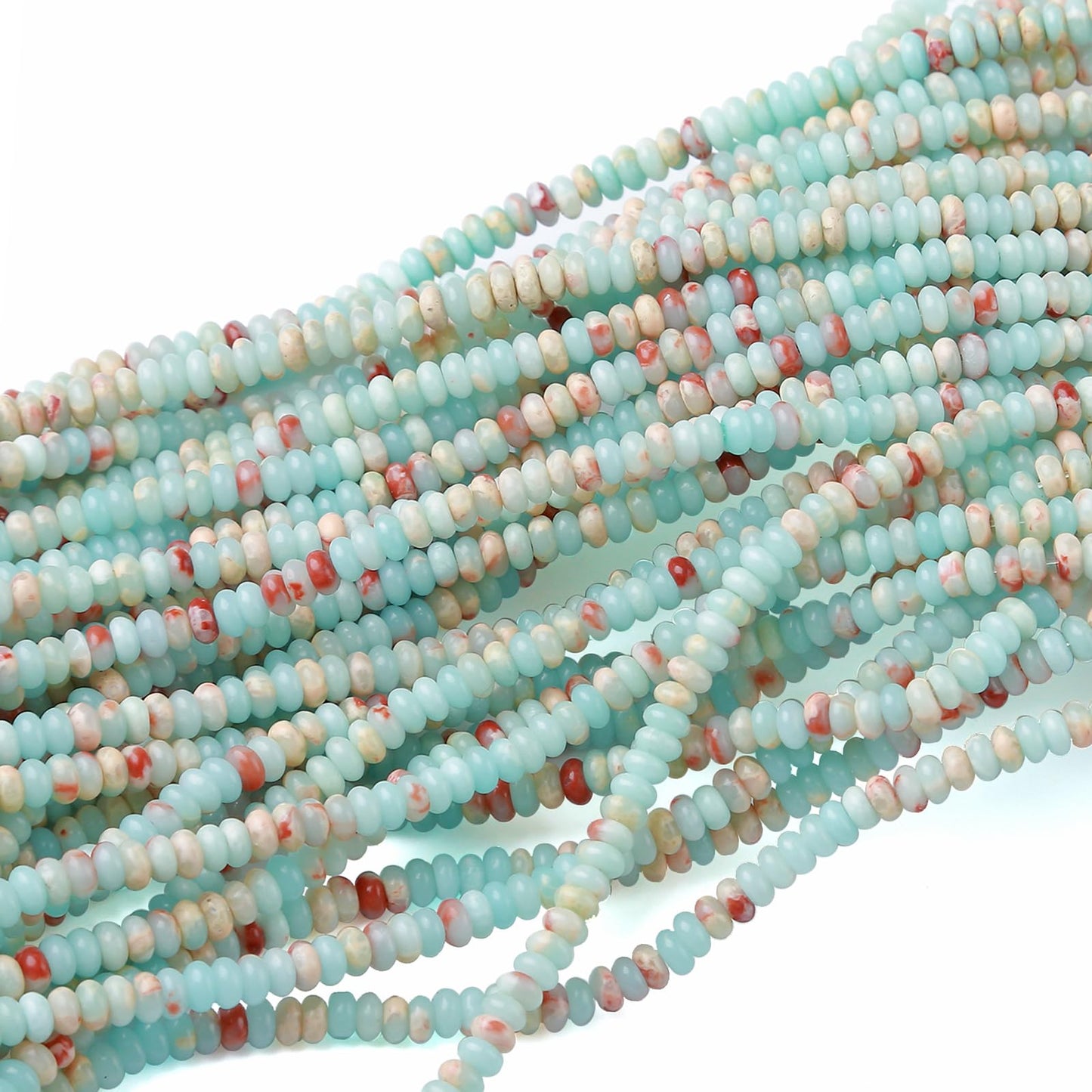 2x4MM 150PCS Blue Sea Sediment Impression Jade Tube Abacus Rondelle Disk Spacer Loose Beads for Jewelry Making