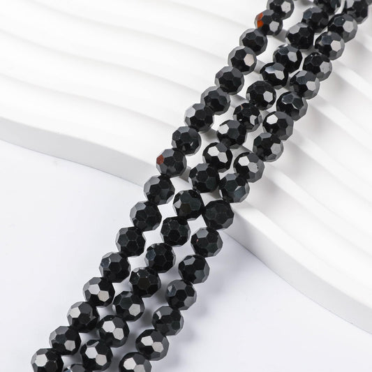 200PCS8MMBoutique Black Round Crystal Glass Beads for Jewelry Making,Novborcz Glass Beads Faceted Rondelle Beads DIY Glass Crystal Beads for Bracelets Necklace Pendants Jewelry Making DIY Craft