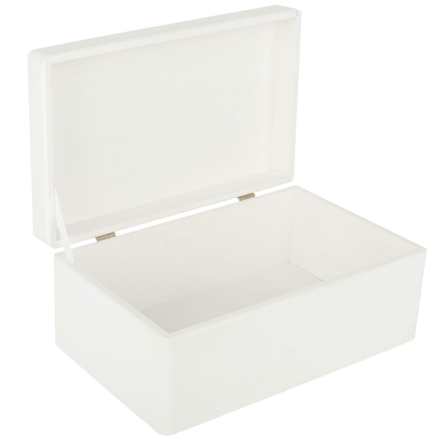 Creative Deco Large White Wooden Box Storage with Hinged Lid | 11.8x7.87x5.51in (+-0.5) | Keepsake Gift Box for Tool Dog Toy Kitchen Storage | ROUGH UNSANDED Wood Chest Trunk
