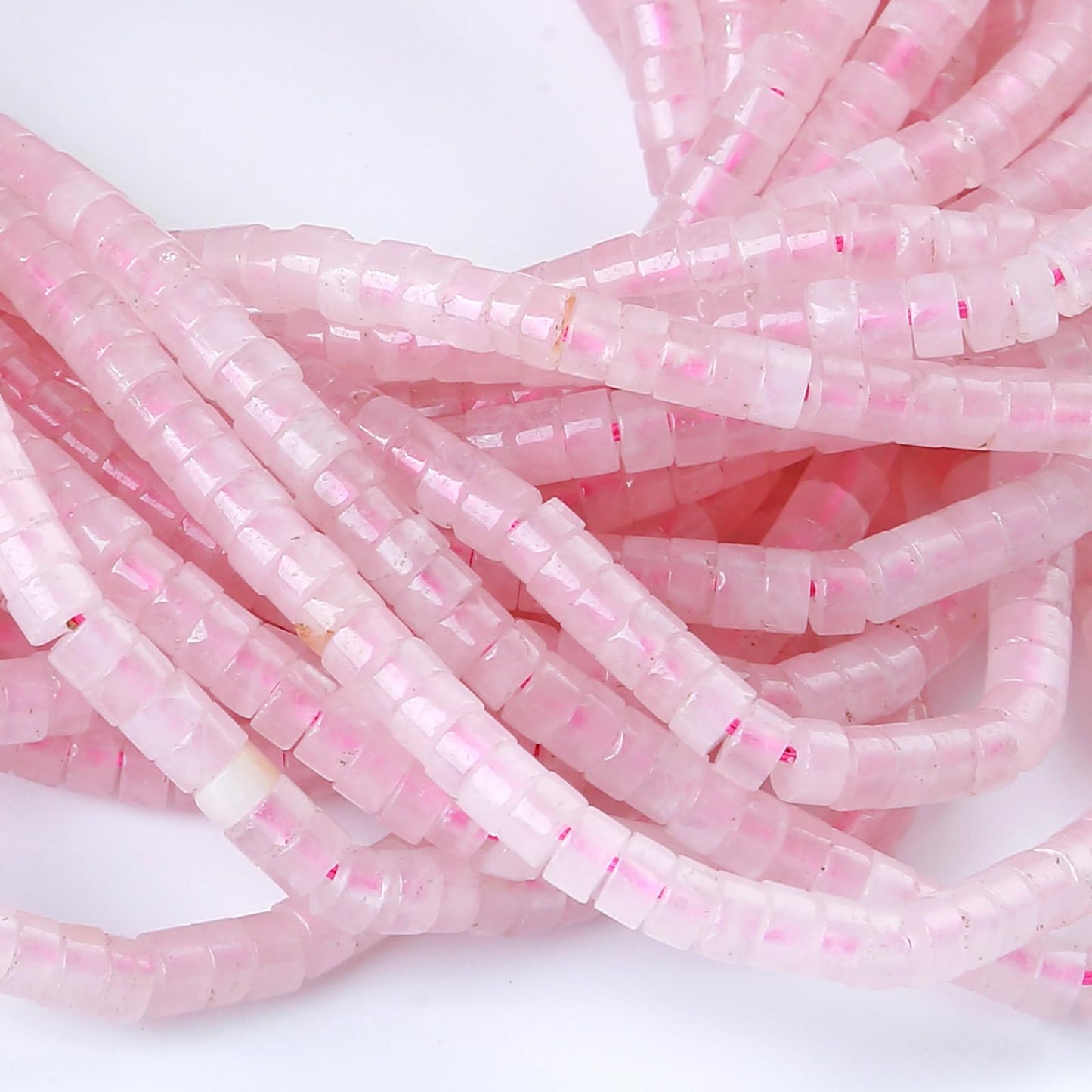 2x4MM 150PCS Rose Quartz Crystal Tube Cylinder Rondelle Abacus Disk Spacer Loose Beads for Jewelry Making