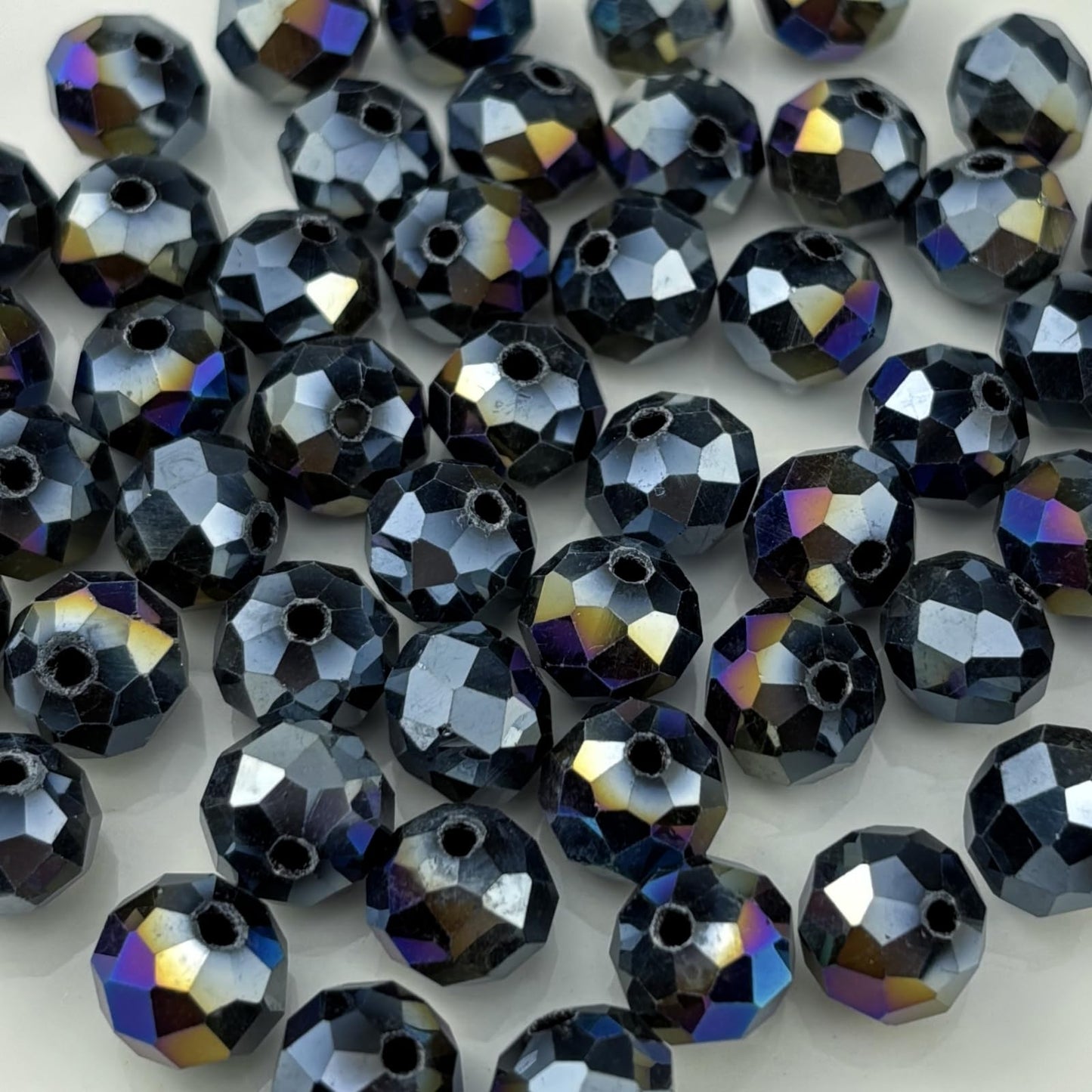 YHYPOCI 200pcs 6mm Crystal Glass Beads for Crafts Faceted Rondelle Glass Beads for Jewelry Making Crystal Spacer Beads for Necklaces Bracelets Earrings DIY Craft(Black AB)