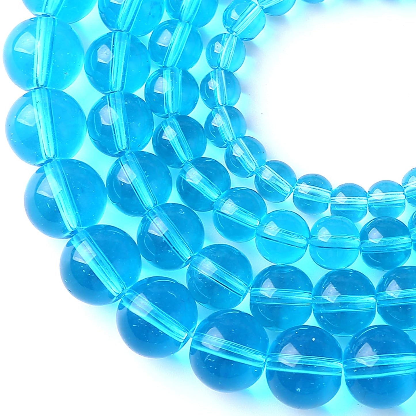 zhovmylo 4MM Lake Blue Glass Beads Natural Gemstone Round Loose Stone Beads for Jewelry and Bracelets Making 180pcs 2 Strands 32"