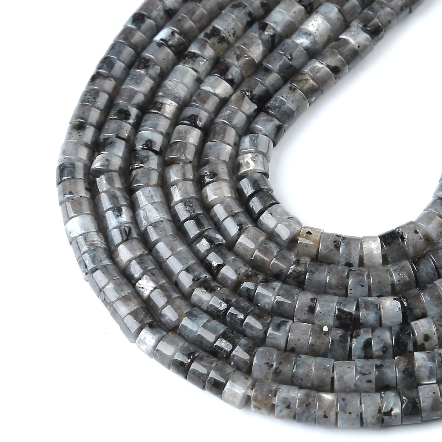 2x4MM 150PCS Black Labradorite Tube Cylinder Rondelle Abacus Disk Spacer Loose Beads for Jewelry Making