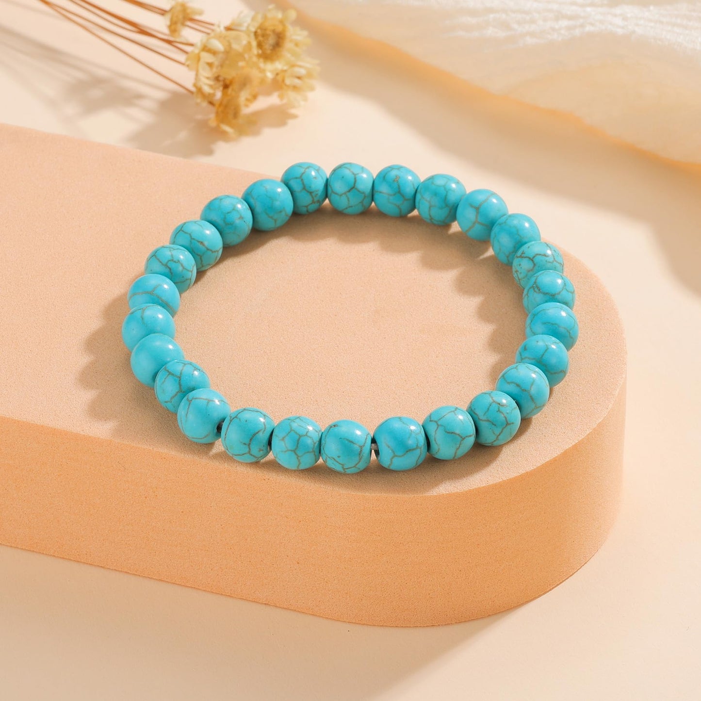 Udolfly Womens Crystal Beaded Bracelets for Women Men Protective Energy Bracelet Natural Gemstone Bead Bracelet 4mm Turquoise