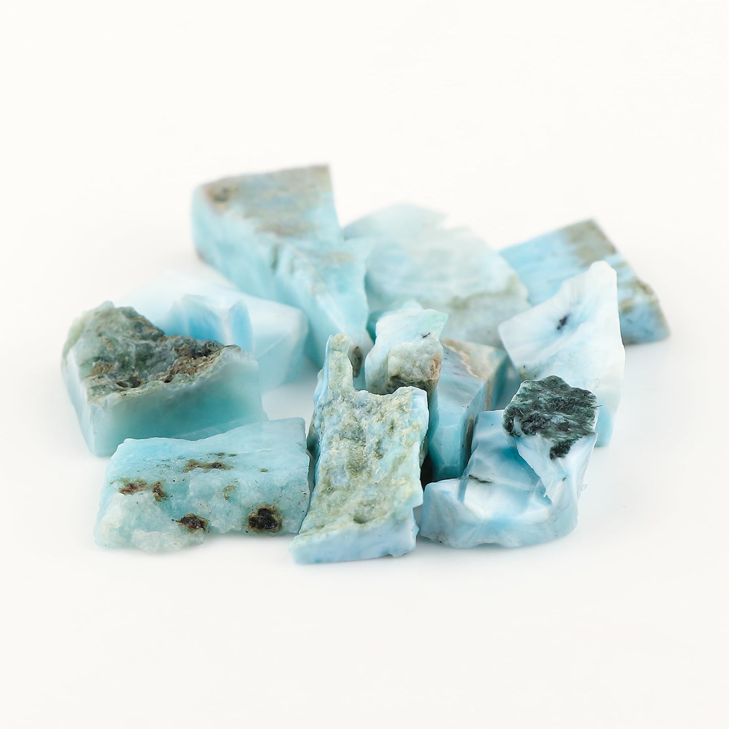 CRYSTALINES 125cts, Wholesale Natural Raw Sky Blue Larimar Gemstone, Pectolite Rough Stone, Bulk Loose Supplies for Jewelry Making, Chakra Healing Crystals, Wire Wrapping, Gem Collection, 10-12pcs
