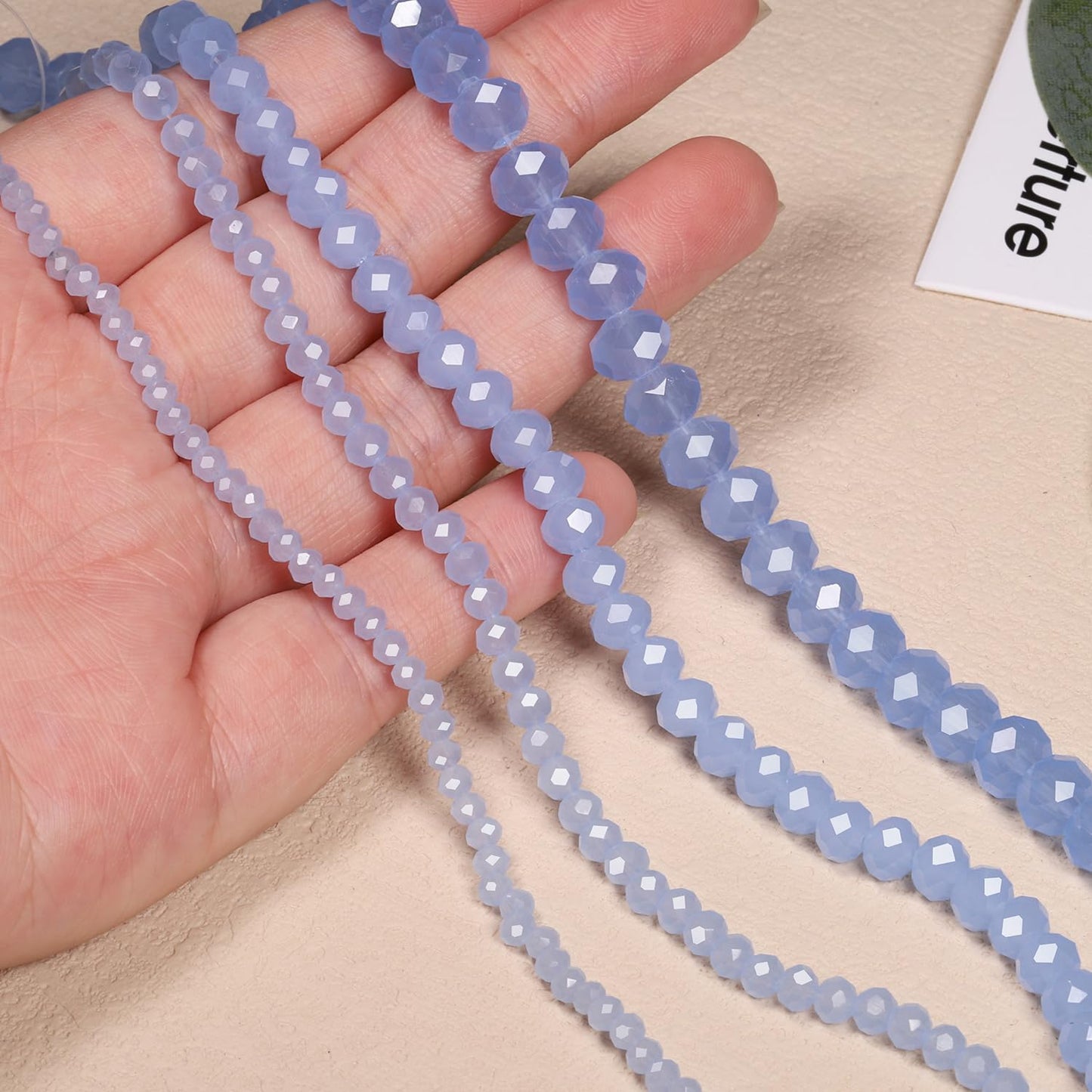 NITOPUPU 1000pcs 4mm Crystal Glass Beads for Jewelry Making Faceted Rondelle Flat Porcelain Beads for Bracelets Necklace Earrings DIY Crafts (Blue Porcelain Bead)