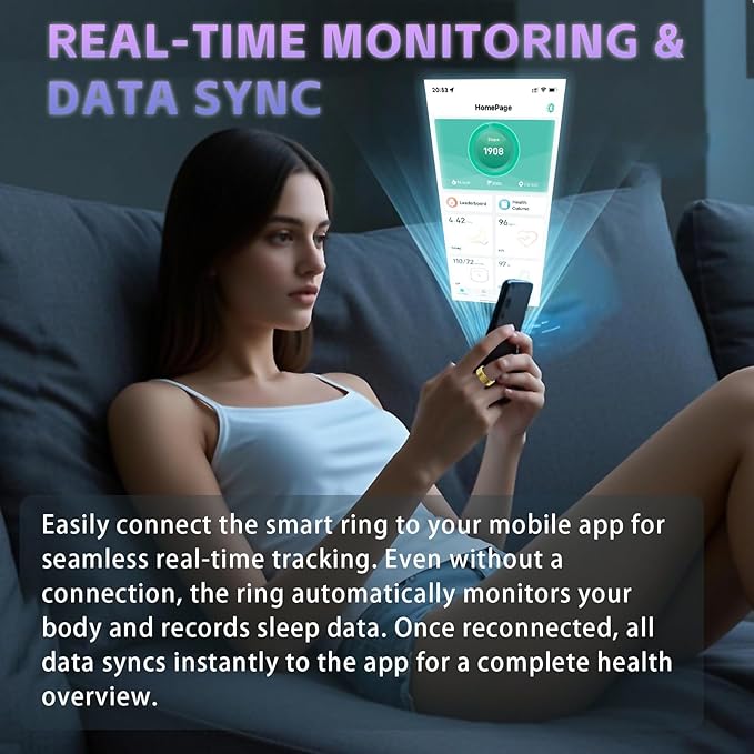 Fitness Tracker Ring for Men Women ??Smart Health Ring with Heart Rate, SpO2, Blood Pressure, Sleep Monitoring, Steps, Calories, 5ATM Waterproof, No Subscription Fee for iOS and Android (Gold 10)