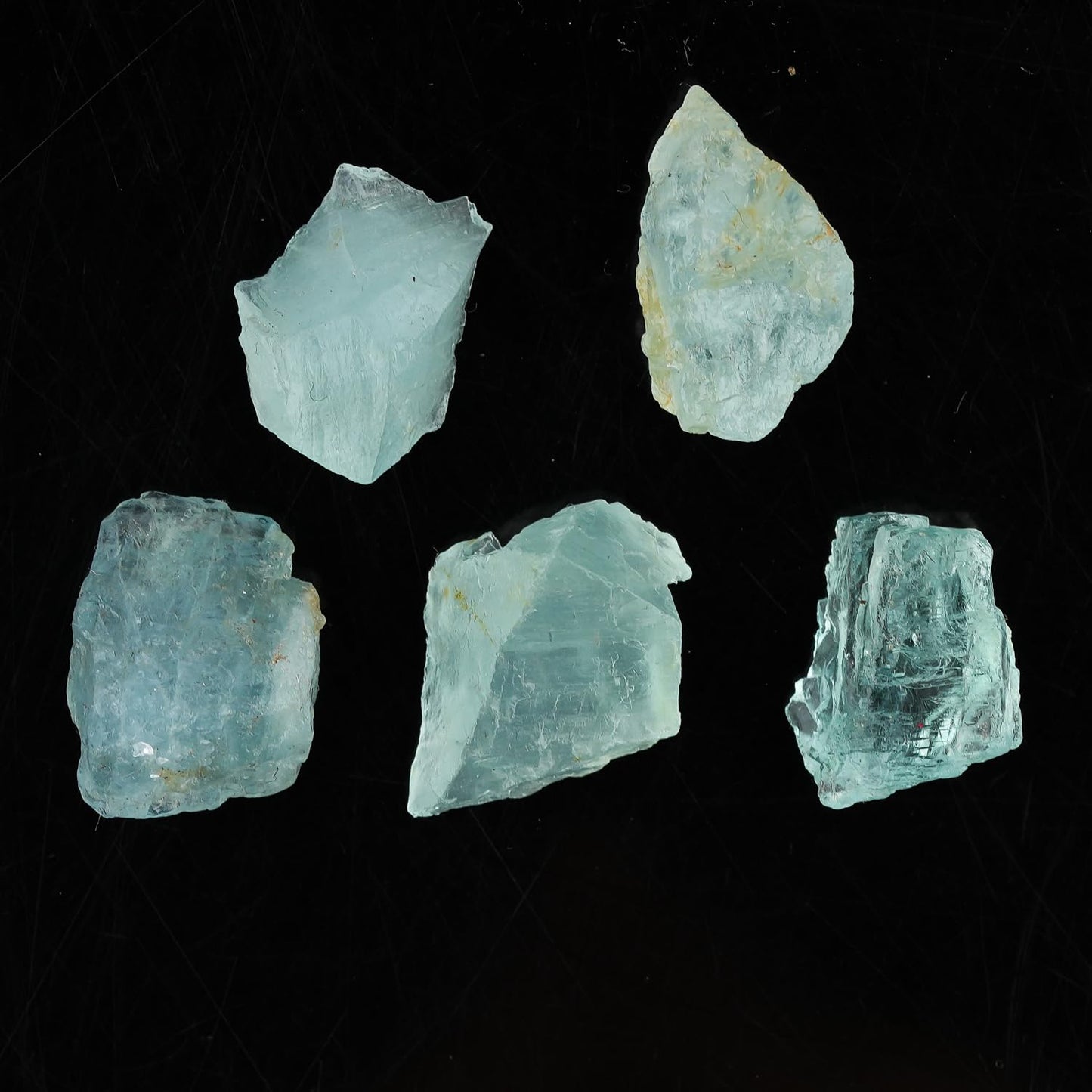 CRYSTALINES (5pcs) Natural Raw Blue Aquamarine Gemstones, Wholesale Rough Crystals, DIY Crafts-Jewelry Making, Bulk Loose Stones Supplies, Wire Wrapping, March Birthstone, Gem Collection