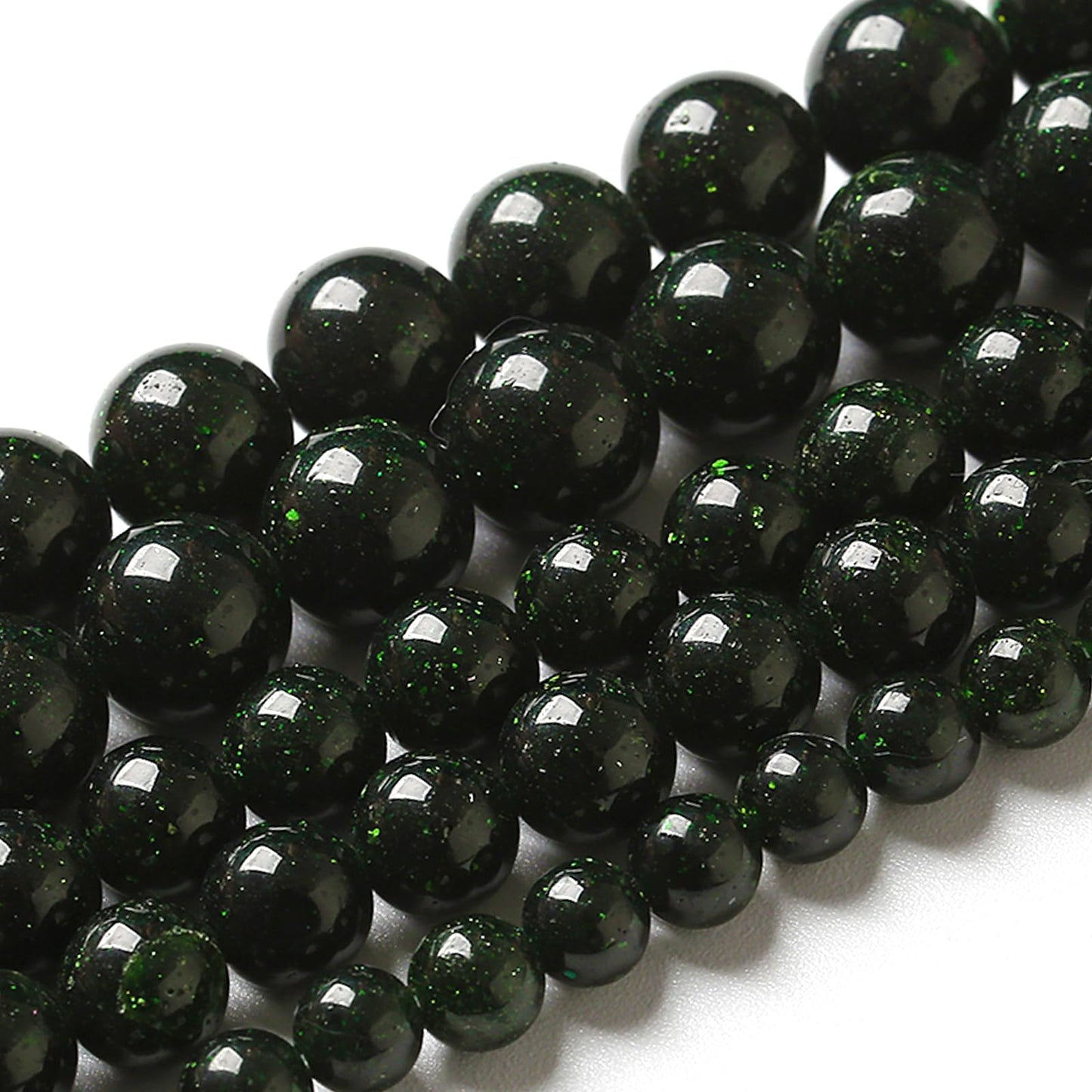 8MM 90pcs Natural Green Sandstone Energy Healing Beads Round Loose Beads for Jewelry Making Bracelet 2 Strands 32"