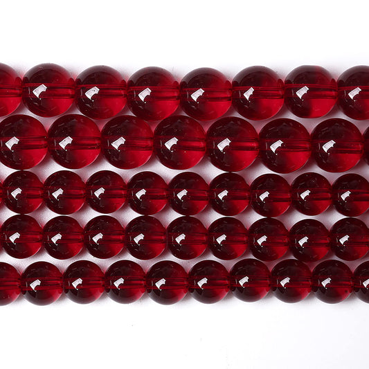 12MM 30PCS Garnet Red Glass Crystal Spacer Loose Beads for Jewelry Making DIY Bracelet 15 Inches 1 Strand