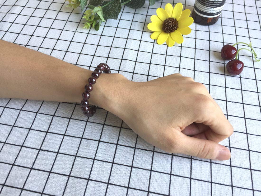 Adabele Real Natural Garnet Bracelet 8.5 inch Stretch Gemstone Beaded Bracelet Chakra Healing Crystal Stone Jewelry Women Mom Gift (Unisex) GB8-D8