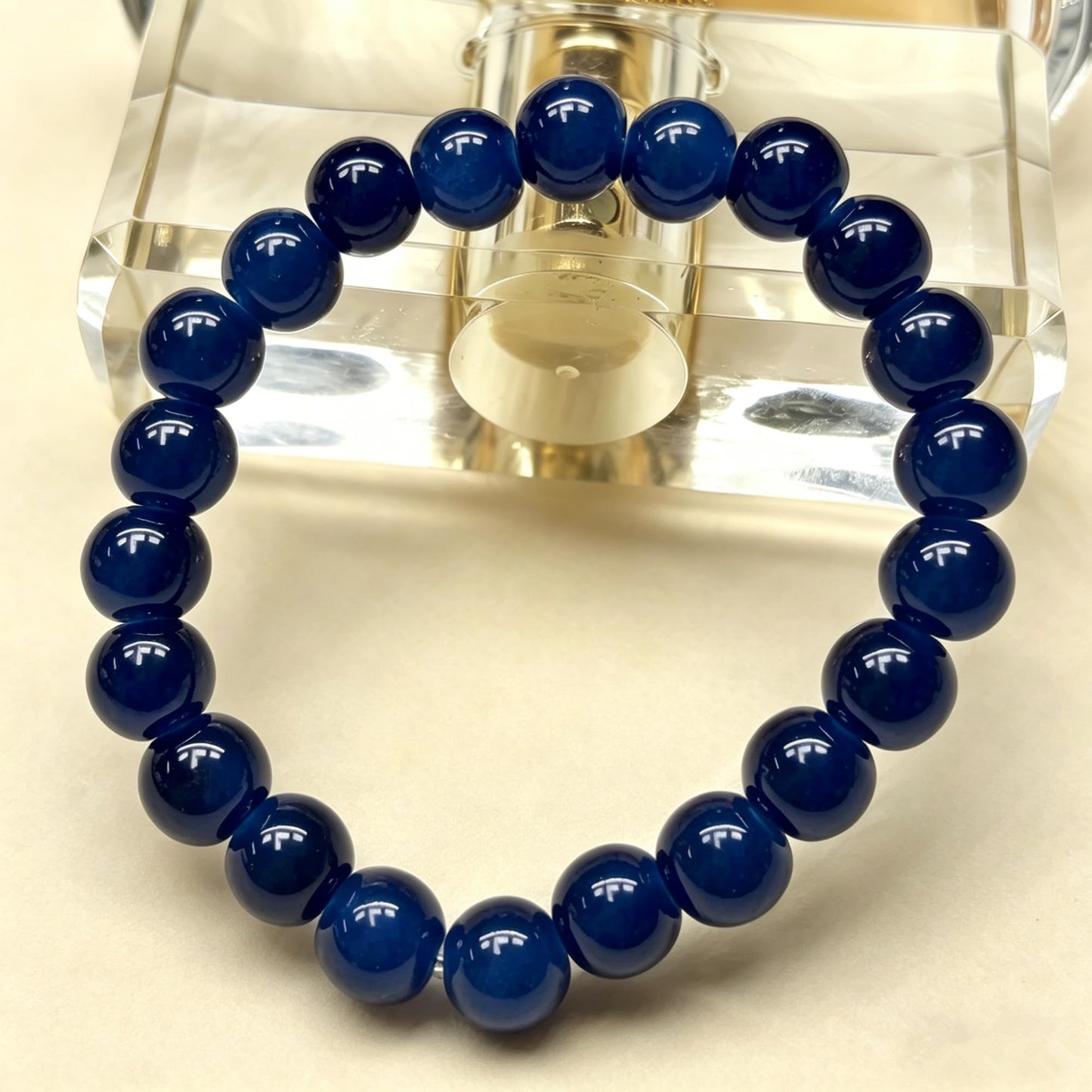 200PCS Glass Beads 8mm Glass Beads for Bracelets Necklaces Jewelry Making DIY Crafts (Navy)