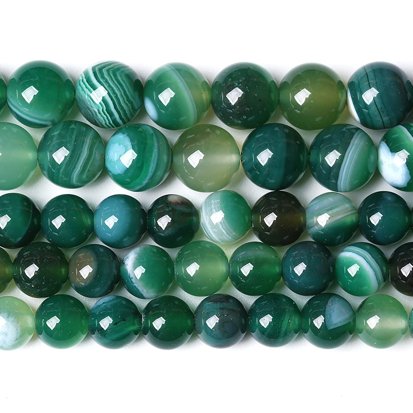 12MM 31PCS Natural Stone Green Agate Onyx Loose Beads for Jewelry Making DIY Bracelet Necklace