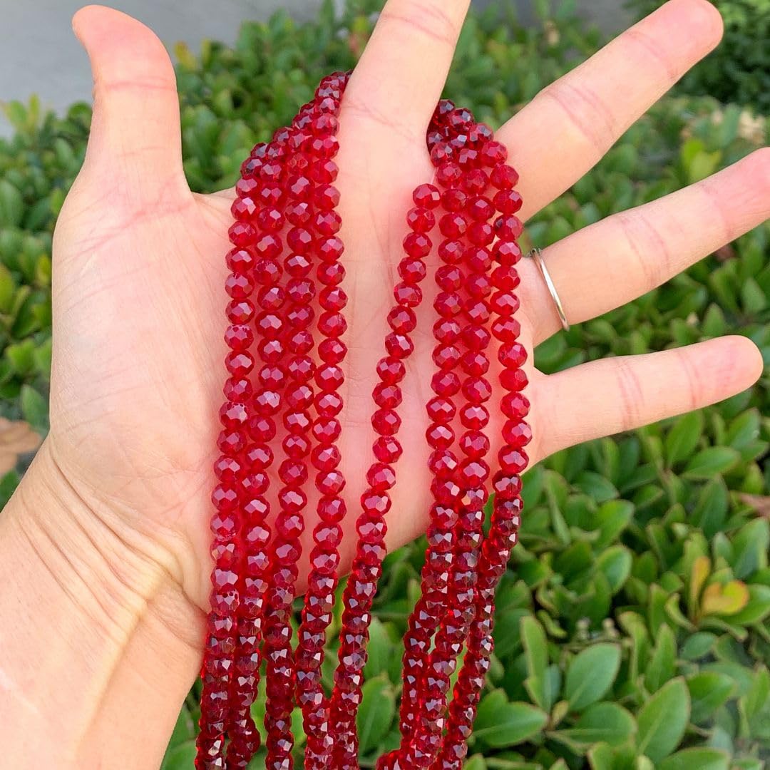 1000pcs Czech Faceted Rondelle Crystal Glass Loose Beads 6mm Spacer Bulk Siam Red for DIY Craft Jewelry Making CCR605