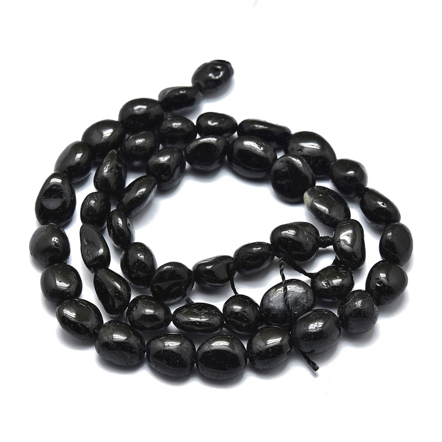 Fashewelry 43Pcs Irregular Natural Black Tourmaline Stone Beads Nugget Tumbled Chakra Healing Gemstone Beads Crystal Healing Loose Beads 8-10x7-8mm for Earring Bracelet Necklace Jewelry