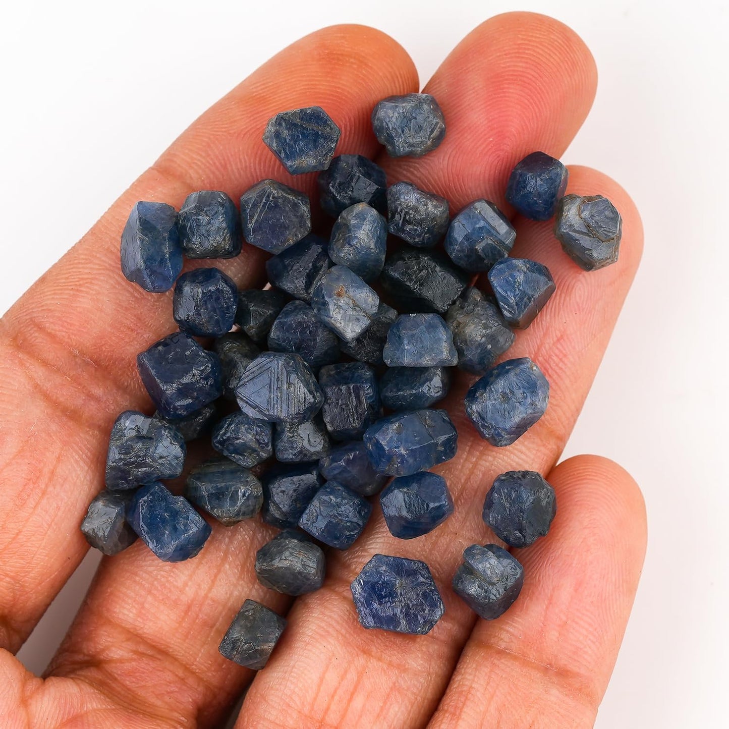 ColouredRocks 100 carats Blue Sapphire Crystals, Raw Stones, Rough Gemstones, Jewelry Making Supply, Cabbing, Polishing, Cutting, DIY, Crafts (40+pcs) (5-8mm)