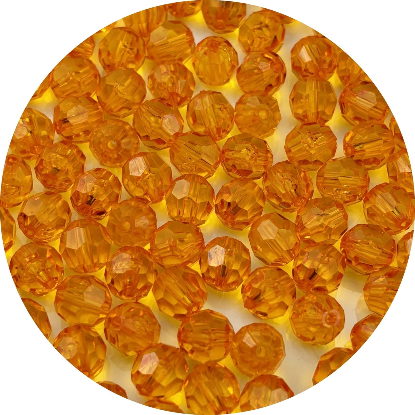 YUEXIGO 1000pcs 6mm Acrylic Round Faceted Beads for Crafts Faceted Spacer Beads for Sewing Crafts Decoration Necklaces Bracelets Earrings Jewelry Making(Orange)