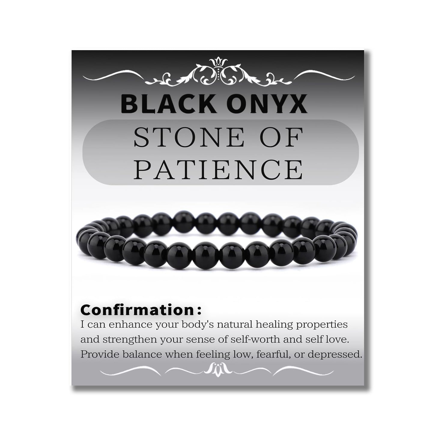 Bymitel 6mm Black Onyx - Handmade Reiki Gemstone Stretch Bracelet, Natural Beauty & Spiritual Essence, Crystal Healing for Unisex Adults
