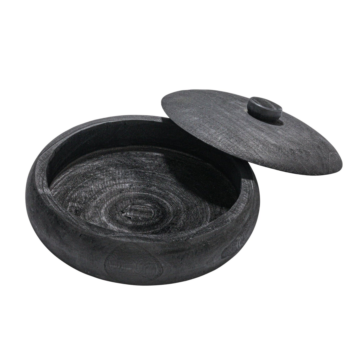 Creative Co-Op Decorative Paulownia Wood Container with Lid, Black