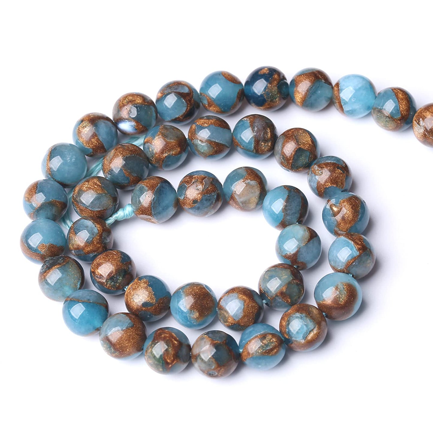 75PCS 10MM Lake Blue Cloisonne Craft Spacer Loose Beads for Jewelry Making DIY Bracelet