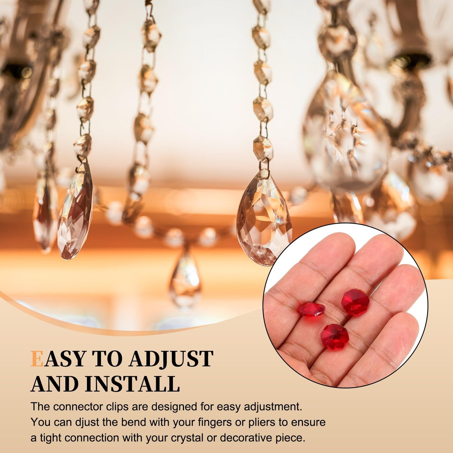 uxcell 25Pcs 1 Hole Crystal Octagon Beads, 12mm K9 Glass Hanging Chandelier Beads Prisms Parts for Crystal Chandeliers Lamp Hanging Pendant Jewelry DIY Craft, Red