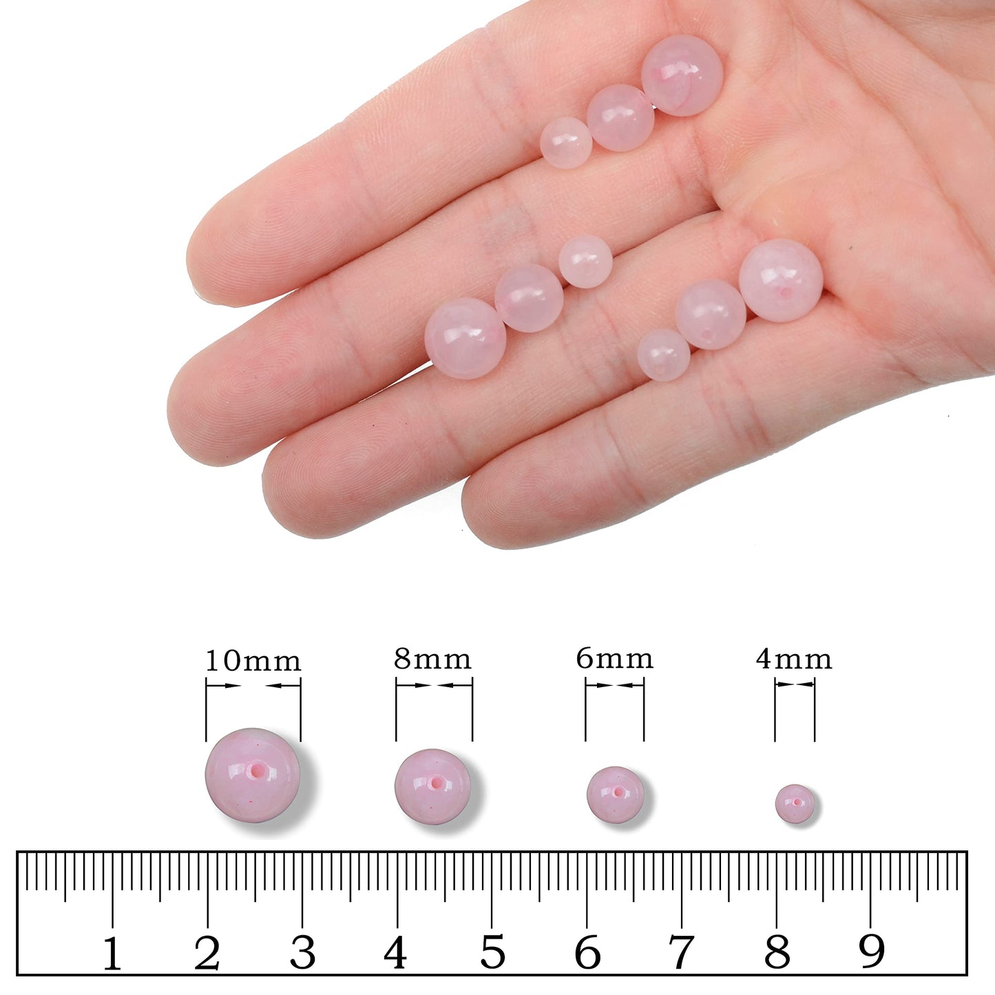 AD Beads Natural Gemstone Round Loose Beads 15" for Bracelet Necklace Earrings Jwelery Making Crafts DIY (8mm, Rose Quartz)