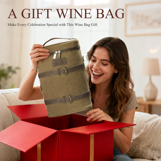 Tirrinia 4 Bottle Wine Gift Vintage Tote Carrier -Insulated Leakproof Canvas Wine Cooler Bag, Wine Travel Bag for Picnic, BYOB, Trips, Prizes for Adults &Gift for Wine Lover Christmas