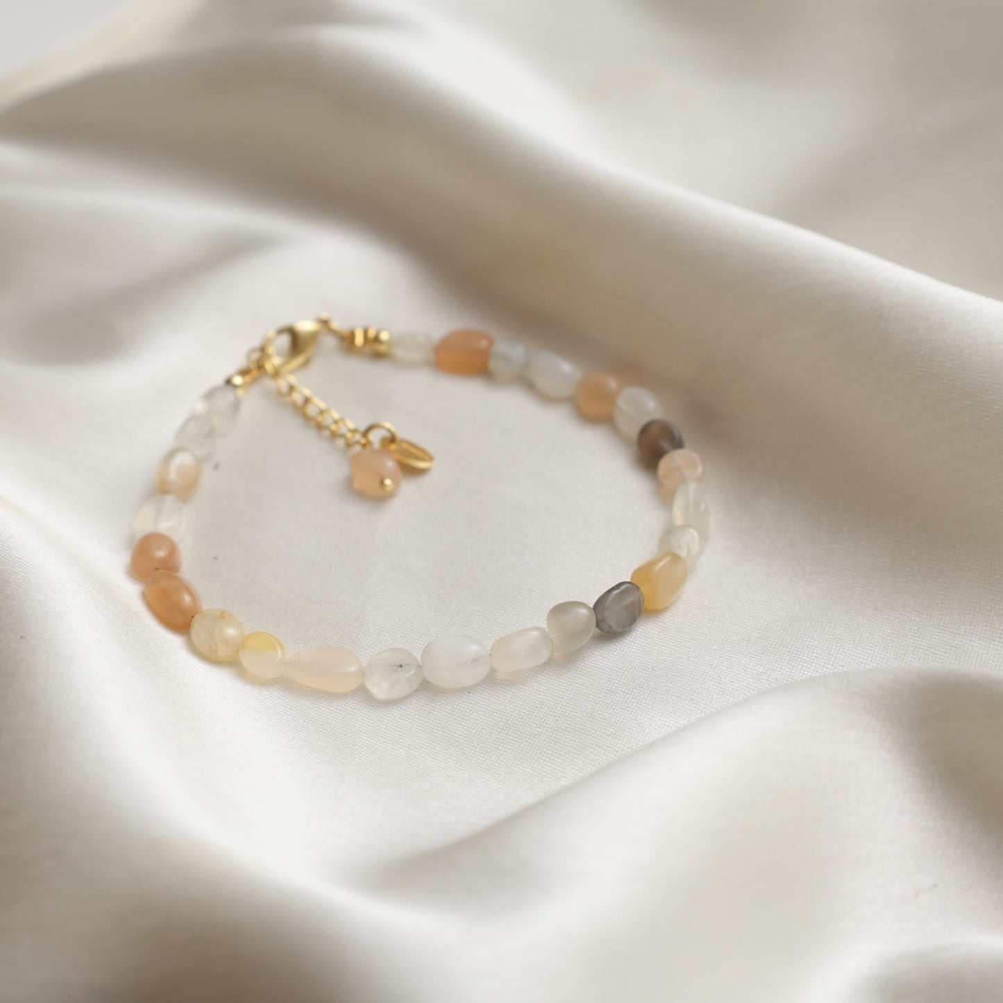 Gempires Lightweight Beaded Gemstone Bracelets Multi Moonstone Crystal Jewelry Hypoallergenic 8 Inch Gold Plated Dainty Minimalist Bracelets