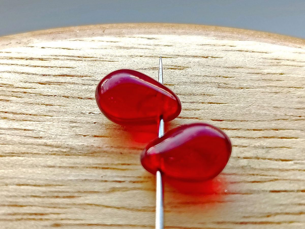 100 pcs Teardrop Shaped Beads 6x9 mm, Dark Ruby, Czech Glass