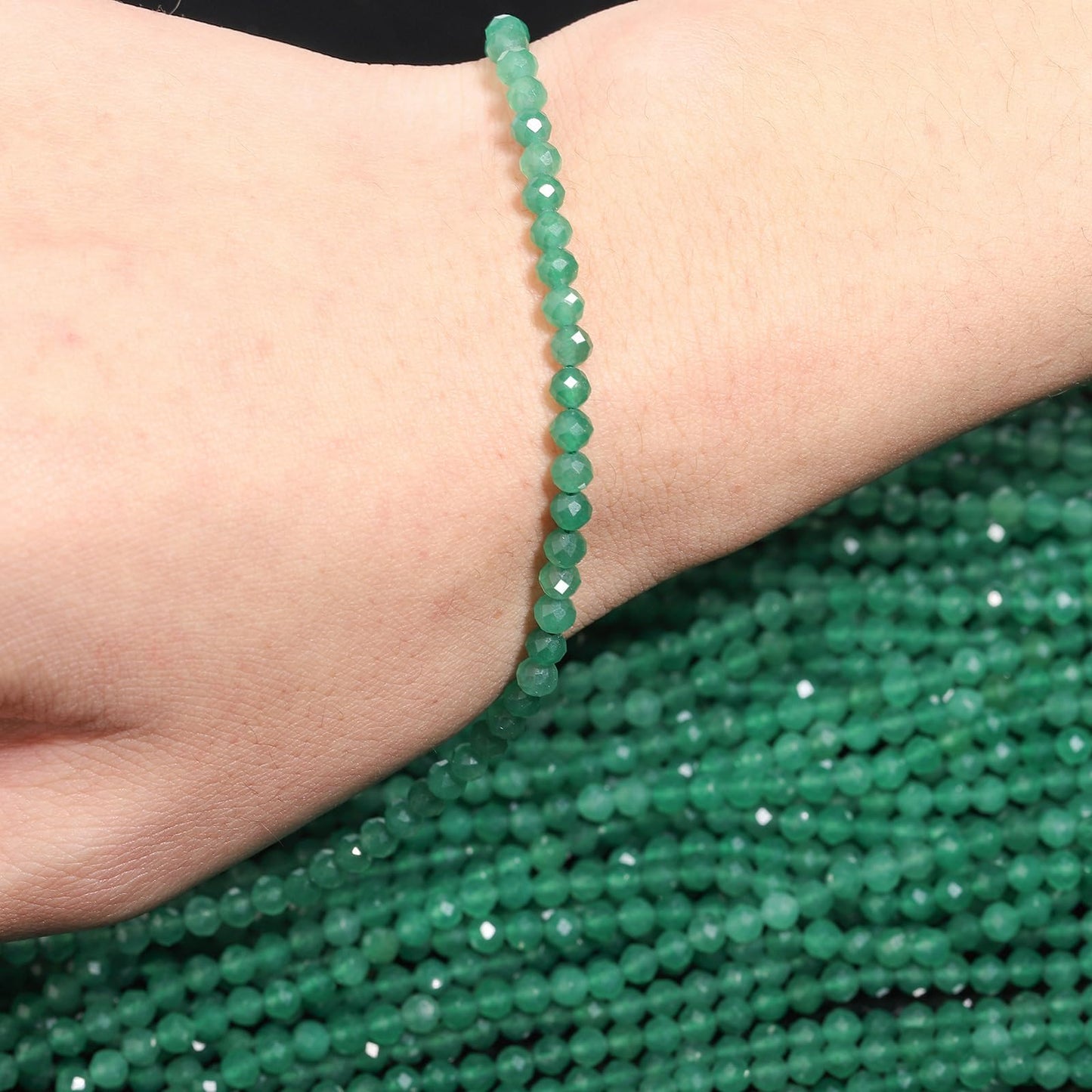 Song Xi 180pcs 2mm Natural Green Aventurine Gemstone Beads Faceted Round Loose Stone Beads for Jewelry Making (1 Strand)