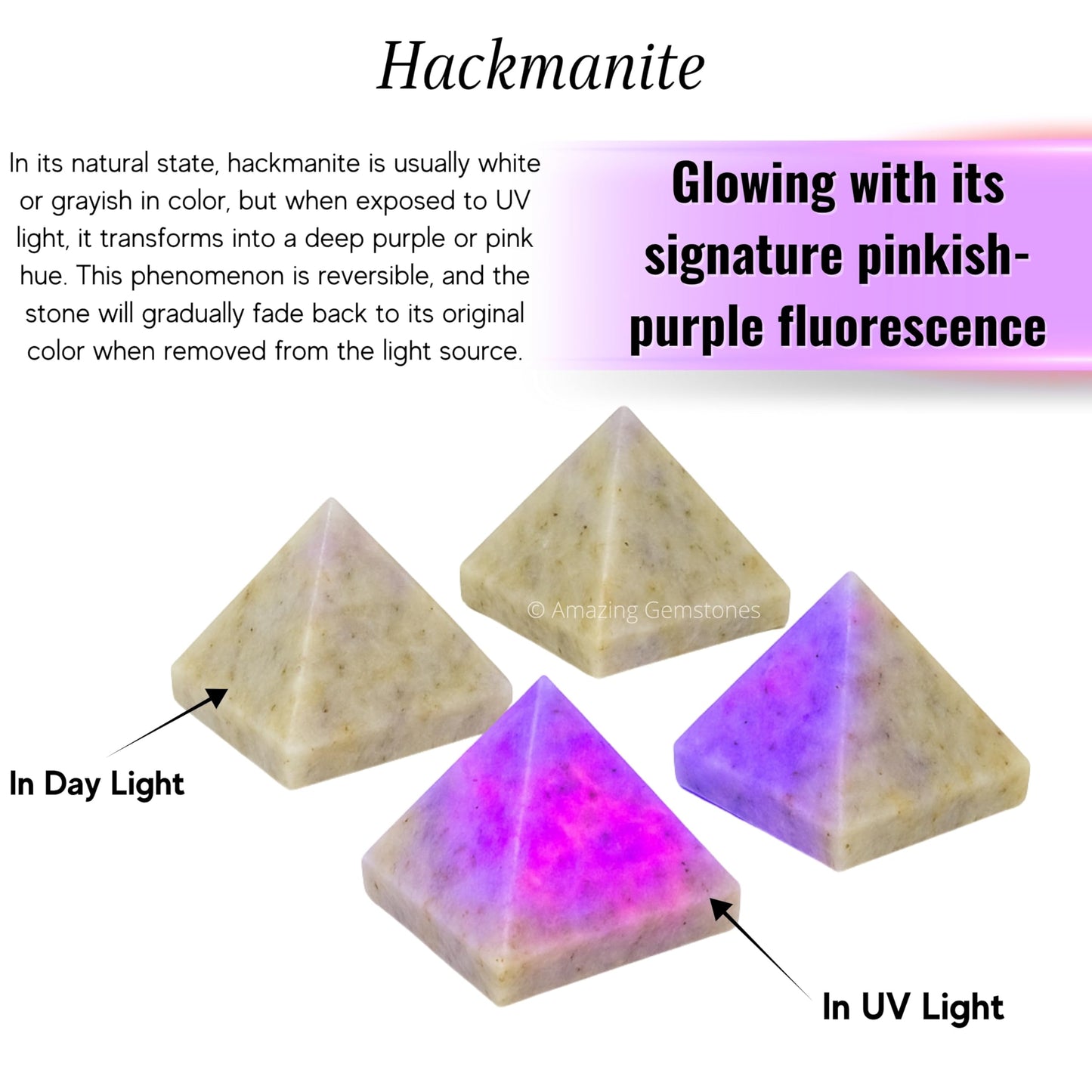 Amazing Gemstone Hackmanite Pyramid Crystal Healing Stones - 1" Great Pyramid Figurine of Natural Stone Pyramid for Meditation, Reiki, Chakra Balancing and Crystal Pyramids Grid