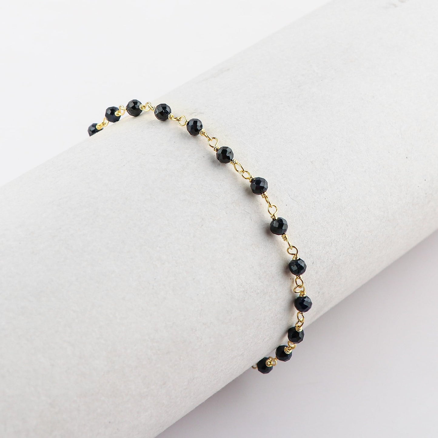 CRYSTALINES Natural Blue Sapphire Gemstone Cluster Bracelet, 14K Gold Plated Rosary Chain Beads, Handmade Bohemian Jewelry for Women, Healing Crystals, September Birthday Christmas Gift, 8"