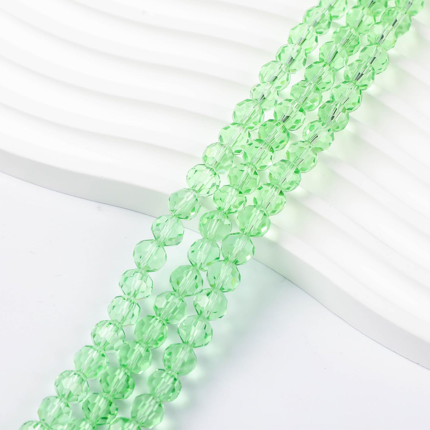 Novborcz 450PCS 6MM Apple Green Round Crystal Glass Beads for Jewelry Making