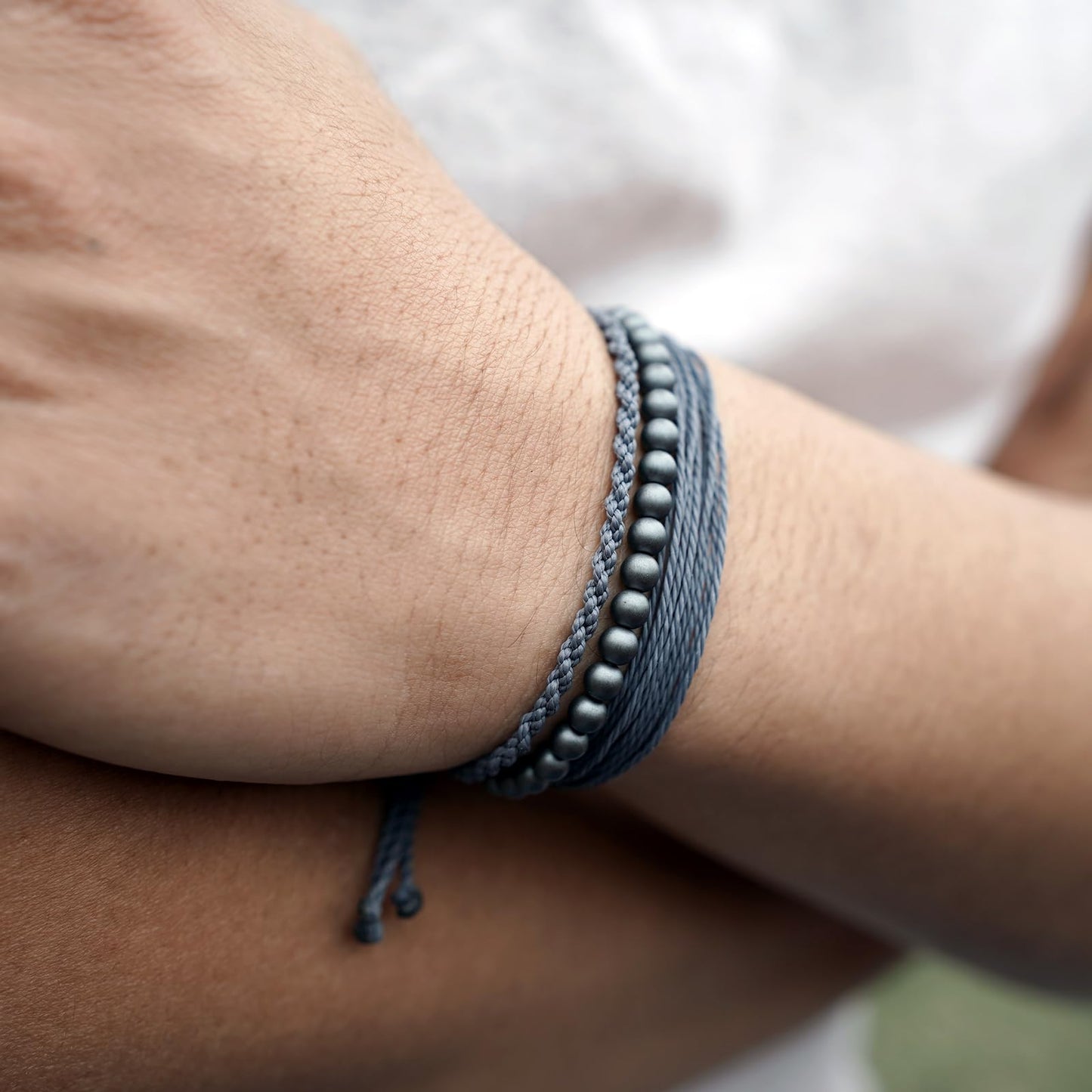 Handmade Natural Stone Beaded Healing Bracelet Gift for Men Adjustable Rope String Bracelet (Hematite（GREY）, Adjustable)