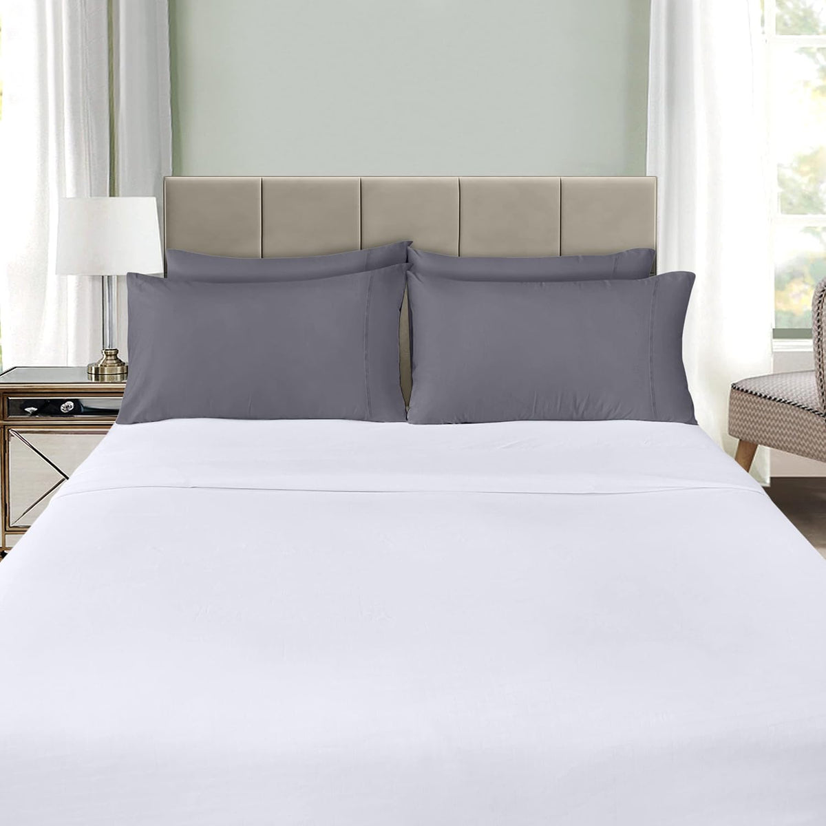 Utopia Bedding King Pillow Cases - 4 Pack - Soft Brushed Microfiber - Fade Resistant 20 X 40 Inches | Grey