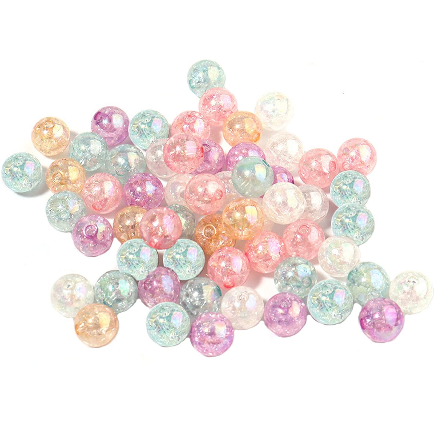 Xeahung 200PCS Colored Acrylic Round Crackle Glass Beads (12mm, 2mm Hole) for Jewelry Making, DIY Art Craft Projects