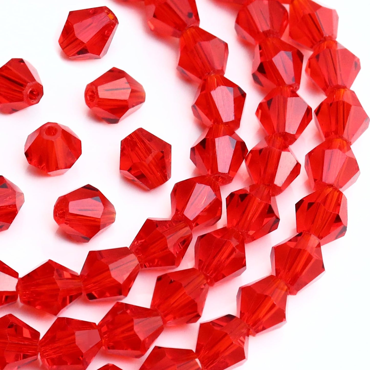 Dowarm 250PCS 6MM Crystal Bicone Beads, Red/Siam Faceted Glass Beads for Jewelry Making, Craft, Bracelet, Necklace, Dolls, Suncatcher