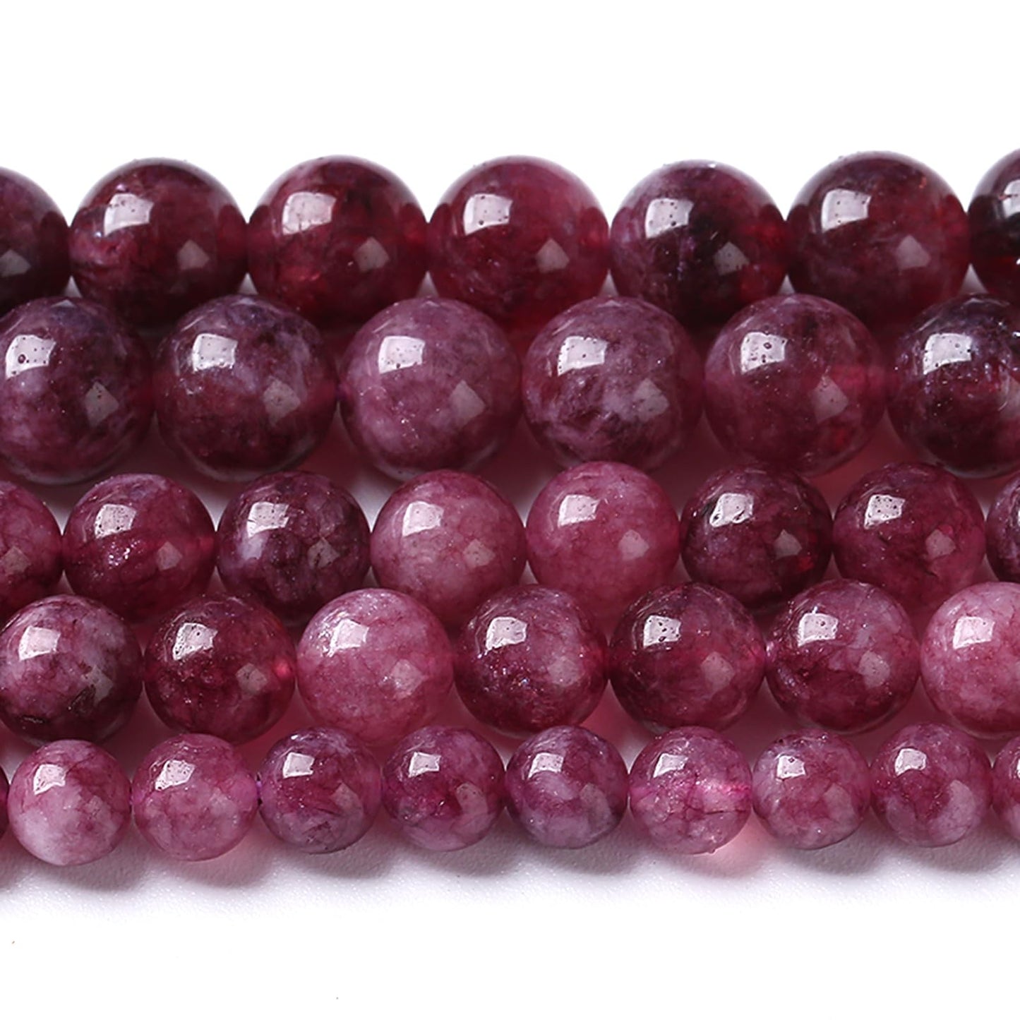 90PCS 8MM Natural Stone Kunzite Purple Jade Beads Round Loose Beads for Jewelry Making Bracelet 2 Strands 32"
