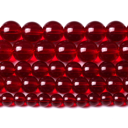 12mm Garnet Red Glass Crystal Beads Smooth Round Stone Beads with Energy Power for DIY Jewlery Bracelets Making 32pcs 1 Strands 15"